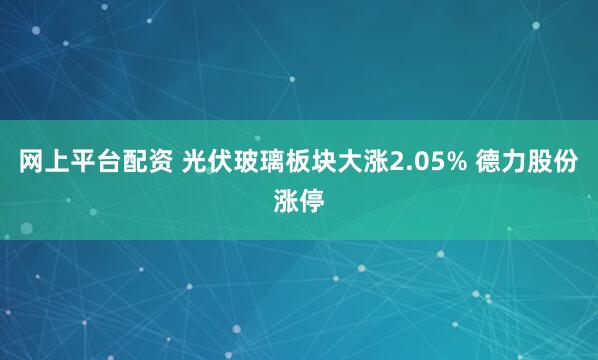 网上平台配资 光伏玻璃板块大涨2.05% 德力股份涨停